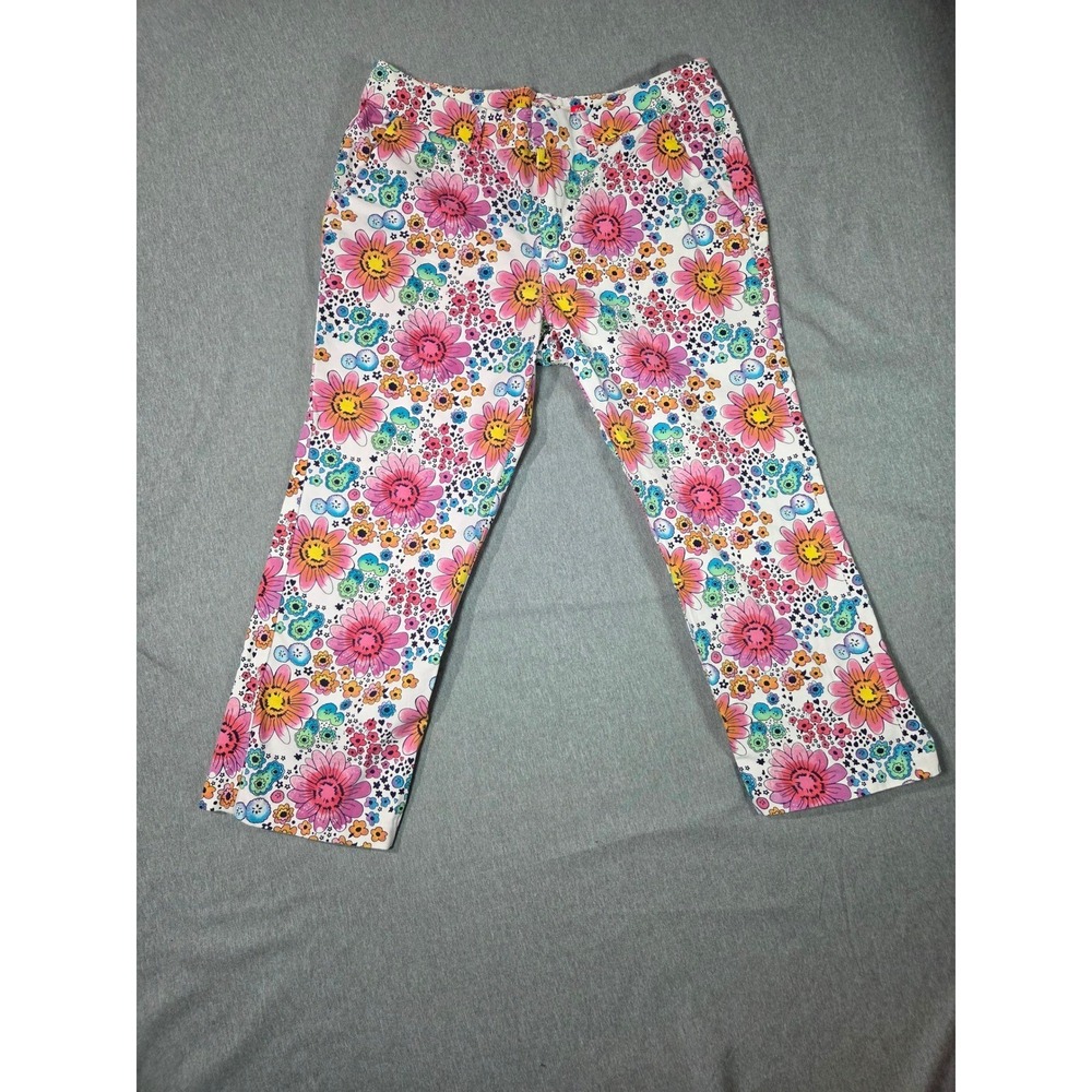SO Heritage Floral Print Pants Juniors 16 Womens 12 Pink Orange Daisy Retro Y2K
